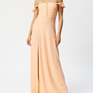Flynn Skye Bardot Maxi Dress in Cotton Candy Pink
